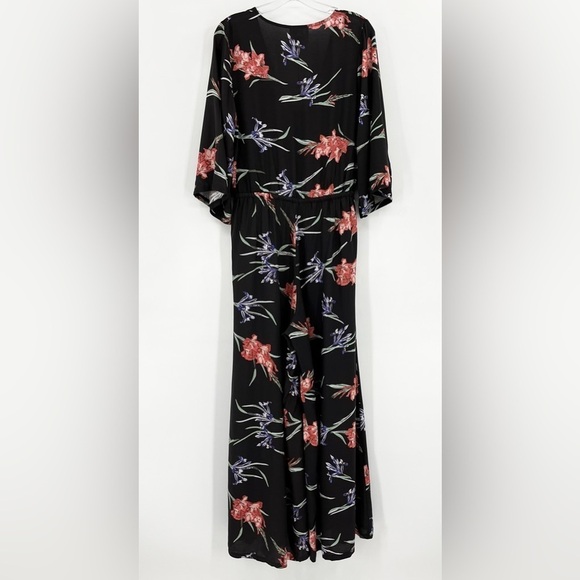 NWT Jaase Black Floral Boho Wide Leg Jumpsuit Size Large - Picture 4 of 8